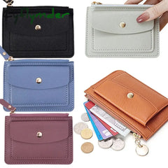 Cyflymder Leather Female Purse Women Simple Wallets Mini Zipper Solid Multi-Cards Holder Coin Short