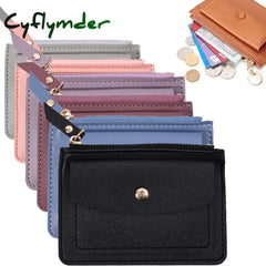 Cyflymder Leather Female Purse Women Simple Wallets Mini Zipper Solid Multi-Cards Holder Coin Short