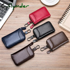 Cyflymder Leather Keychain Men Women Key Holder Organizer Pouch Pu Case Split Car Wallet