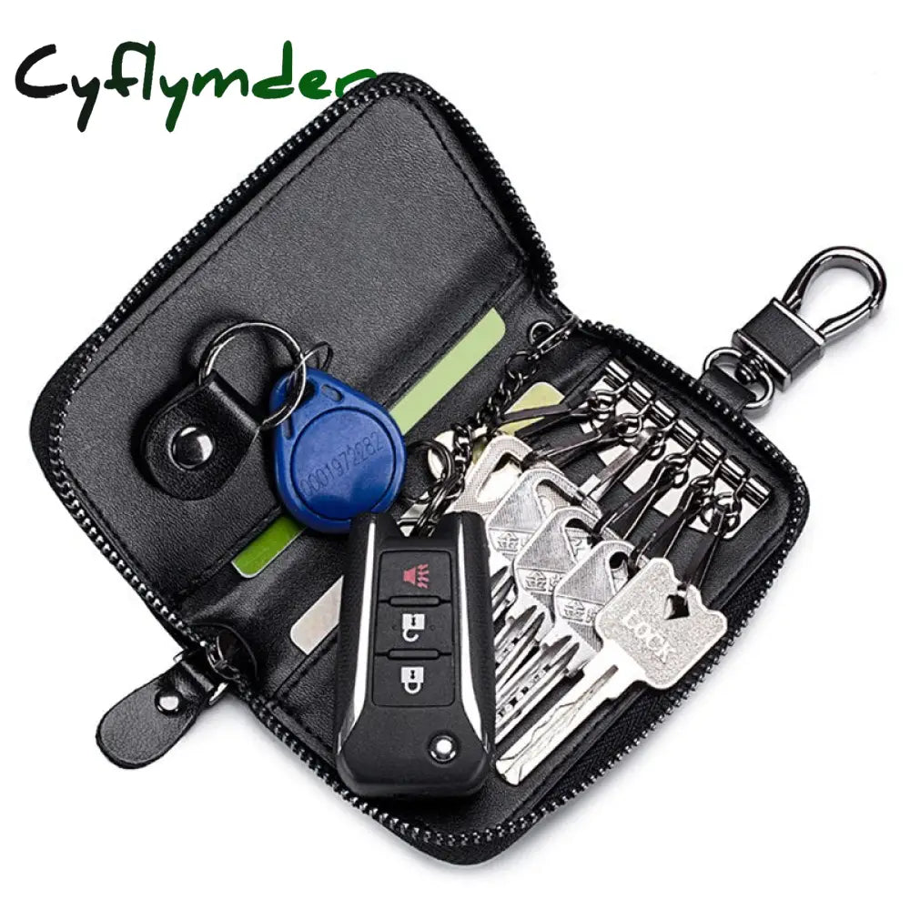 Cyflymder Leather Keychain Men Women Key Holder Organizer Pouch Pu Case Split Car Wallet