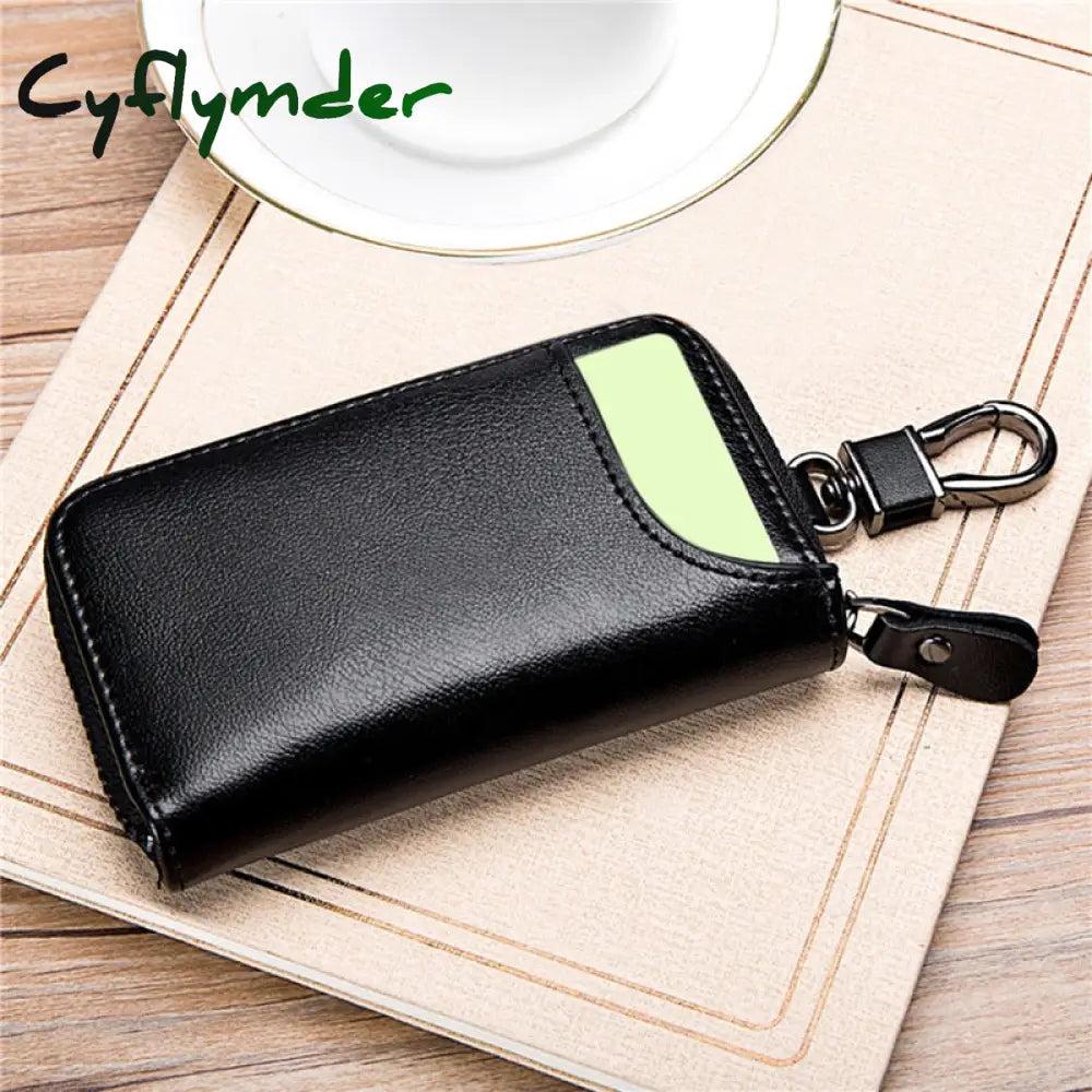 Cyflymder Leather Keychain Men Women Key Holder Organizer Pouch Pu Case Split Car Wallet