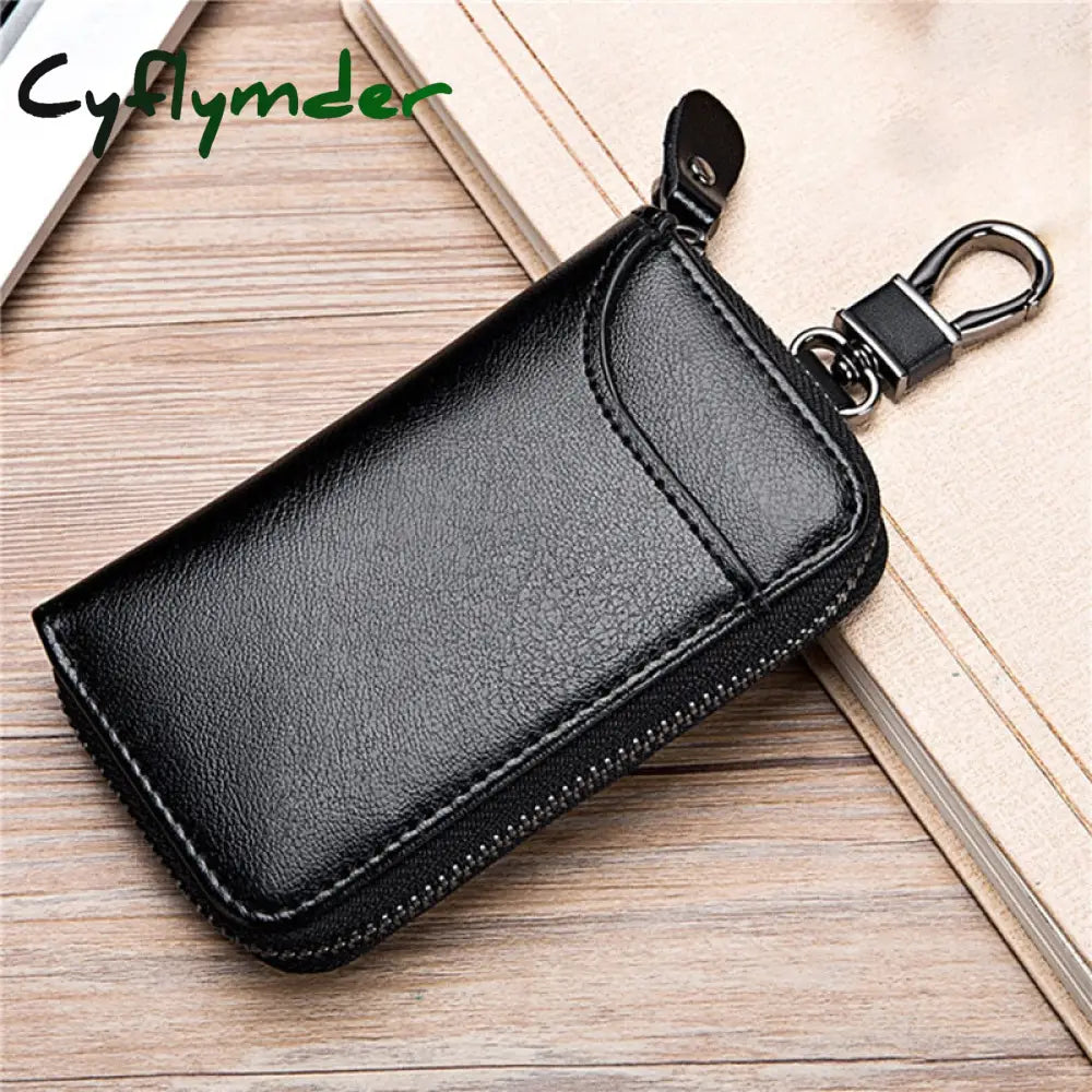 Cyflymder Leather Keychain Men Women Key Holder Organizer Pouch Pu Case Split Car Wallet