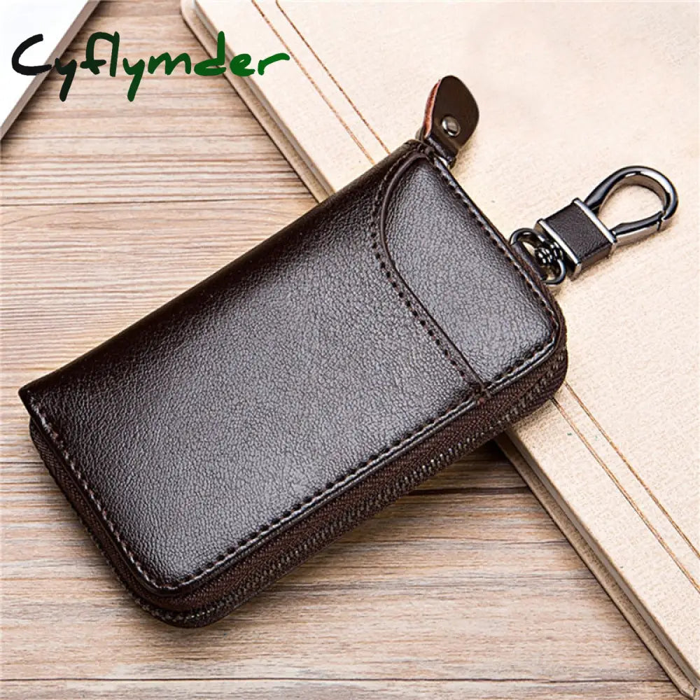 Cyflymder Leather Keychain Men Women Key Holder Organizer Pouch Pu Case Split Car Wallet