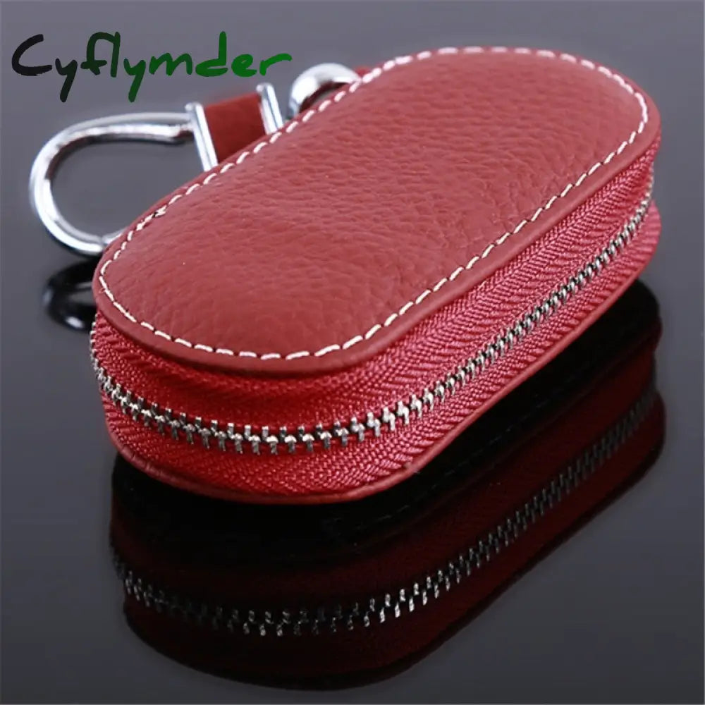 Cyflymder Leather Keychain Men Women Key Holder Organizer Pouch Pu Case Split Car Wallet