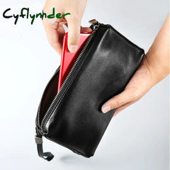 Cyflymder Leather Long Zipper Wallet Handbag Grab Bag Leather Casual Mens Retro Hand