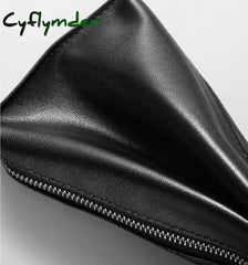 Cyflymder Leather Long Zipper Wallet Handbag Grab Bag Leather Casual Mens Retro Hand