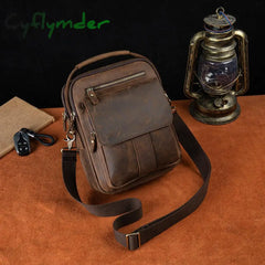 Cyflymder Leather Male Fashion Casual Design Satchel Crossbody Messenger Strap Bag 10’’ College