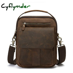 Cyflymder Leather Male Fashion Casual Design Satchel Crossbody Messenger Strap Bag 10’’ College