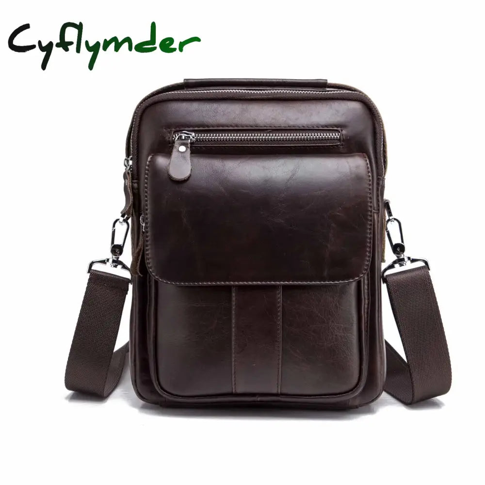 Cyflymder Leather Male Fashion Casual Design Satchel Crossbody Messenger Strap Bag 10’’ College