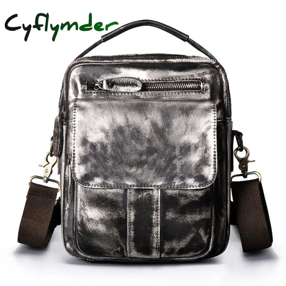 Cyflymder Leather Male Fashion Casual Design Satchel Crossbody Messenger Strap Bag 10’’ College