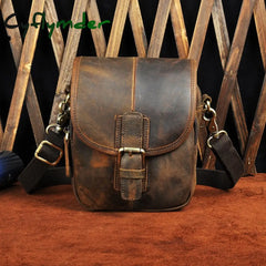 Cyflymder Leather Men Design Casual Multifunction Small Messenger Crossbody Bag Fashion Waist Belt