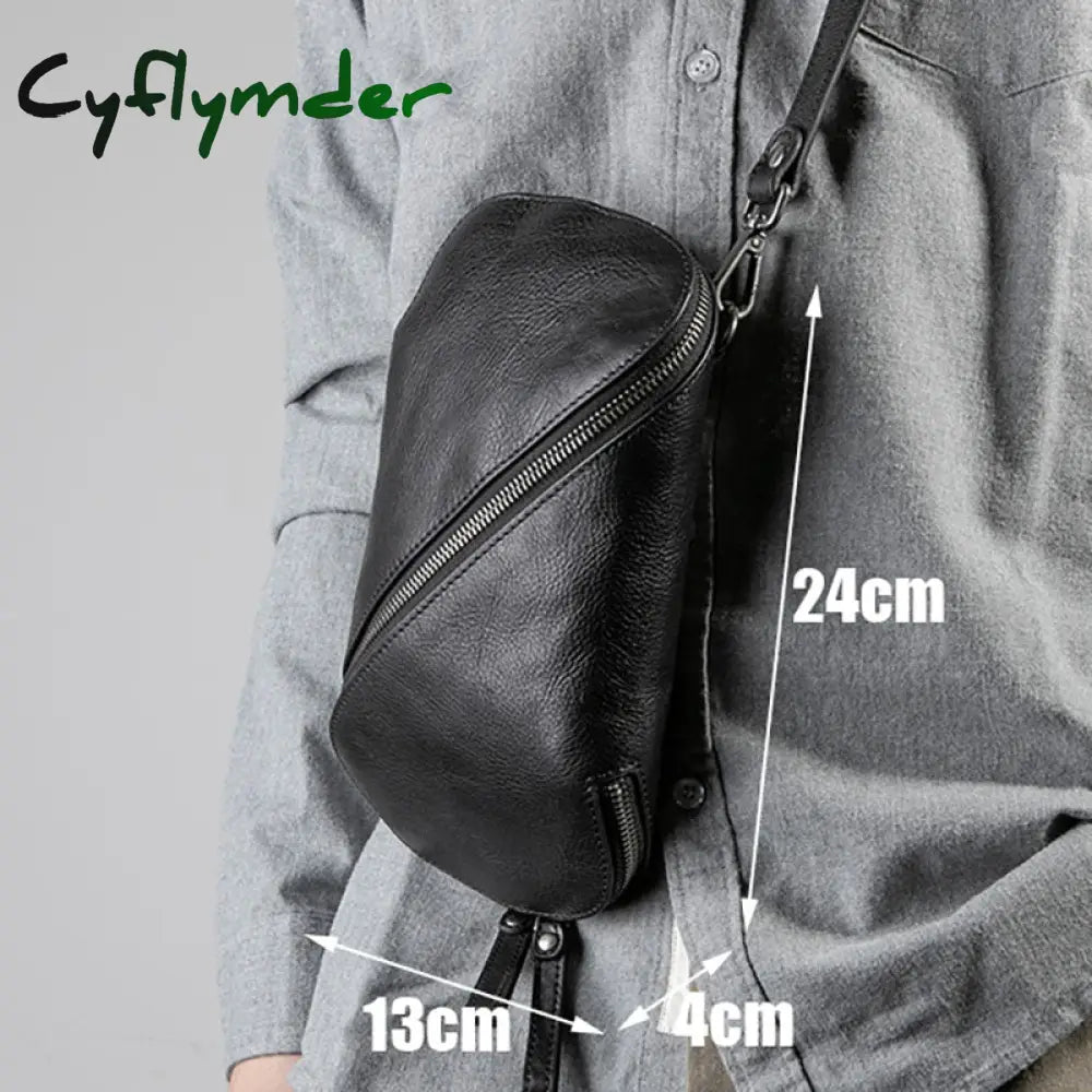 Cyflymder Leather Men’s Bags Head Leather One-Shoulder Casual Slanted Personality Trend Small 1