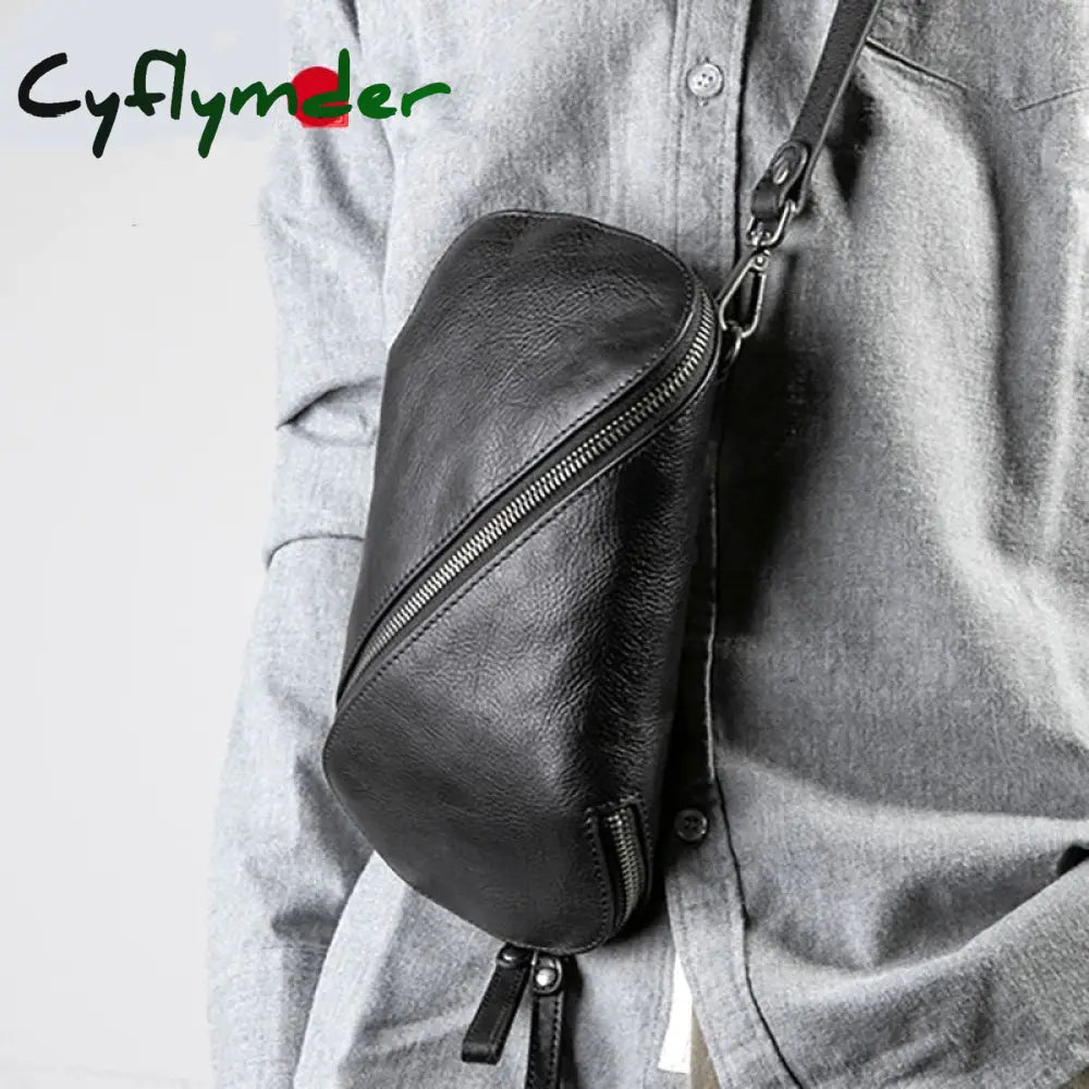 Cyflymder Leather Men’s Bags Head Leather One-Shoulder Casual Slanted Personality Trend Small