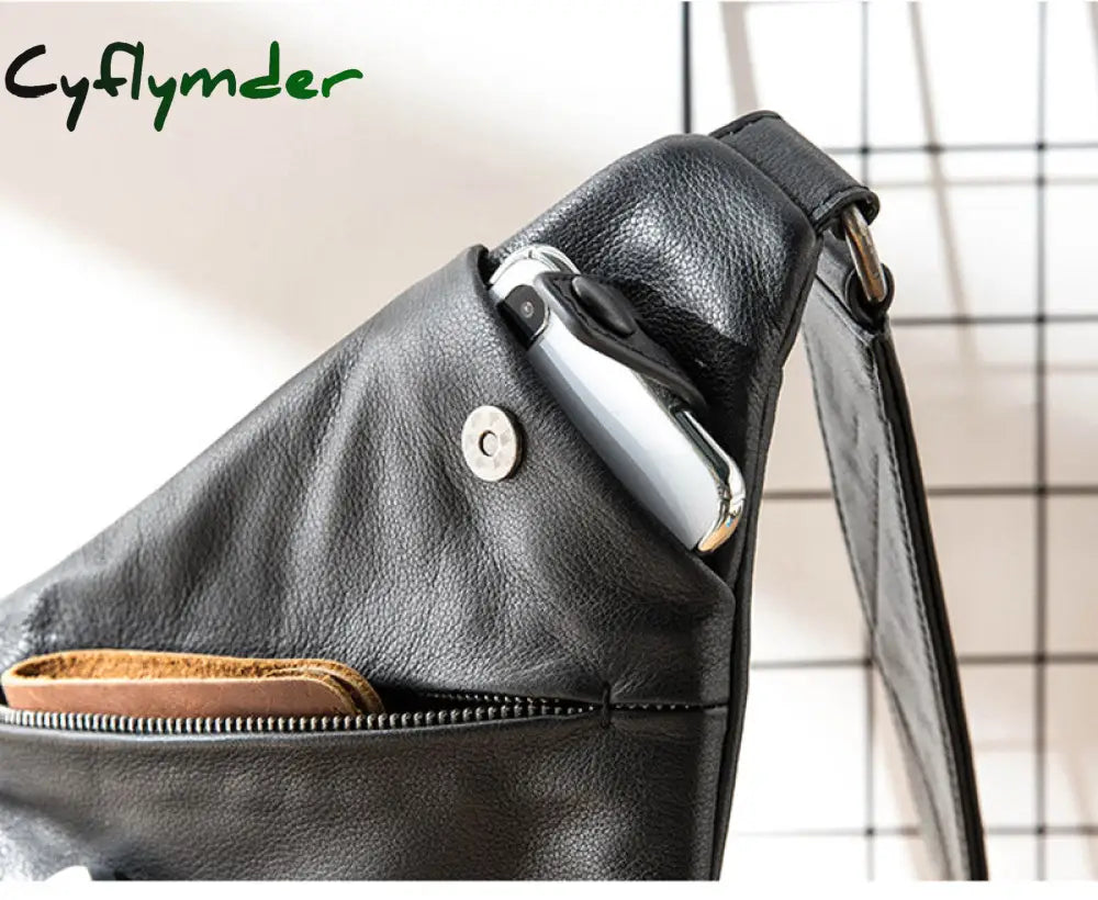 Cyflymder Leather Shoulder Bag Men’s Slant Fashion Trend Chest Casual