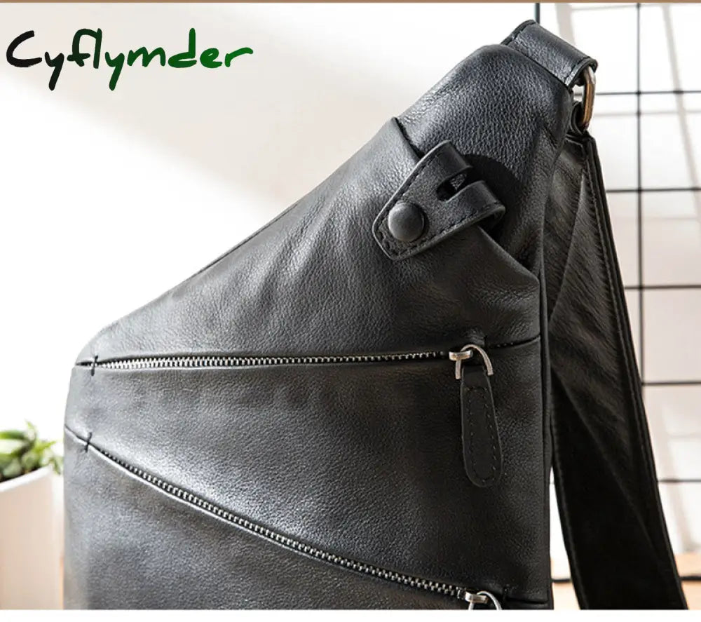 Cyflymder Leather Shoulder Bag Men’s Slant Fashion Trend Chest Casual