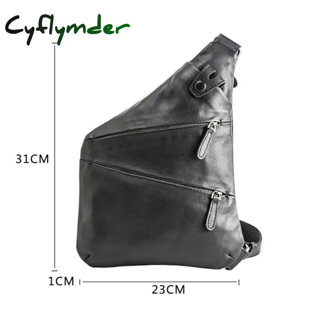 Cyflymder Leather Shoulder Bag Men’s Slant Fashion Trend Chest Casual