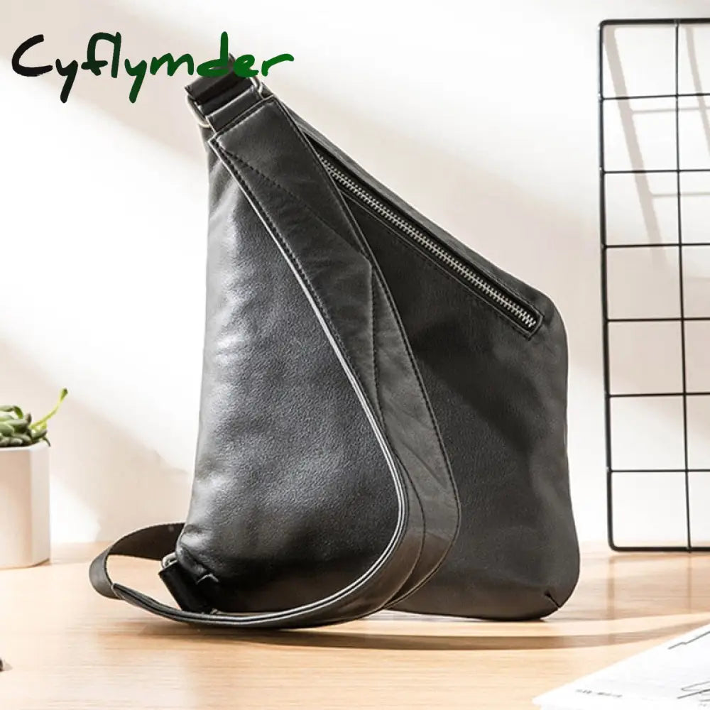 Cyflymder Leather Shoulder Bag Men’s Slant Fashion Trend Chest Casual