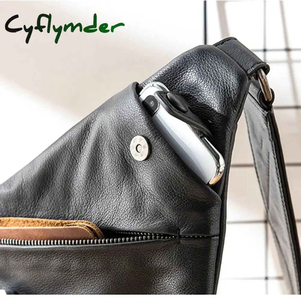 Cyflymder Leather Shoulder Bag Men’s Slant Fashion Trend Chest Casual