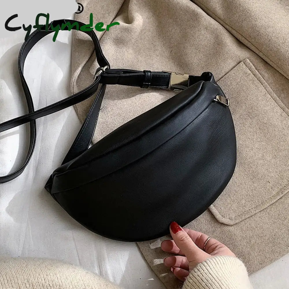 Cyflymder Leather Solid Color Chest Waist Crossbody Bags For Women Simple Fashion Shoulder