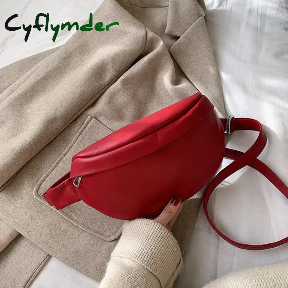 Cyflymder Leather Solid Color Chest Waist Crossbody Bags For Women Simple Fashion Shoulder