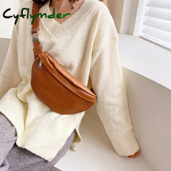 Cyflymder Leather Solid Color Chest Waist Crossbody Bags For Women Simple Fashion Shoulder