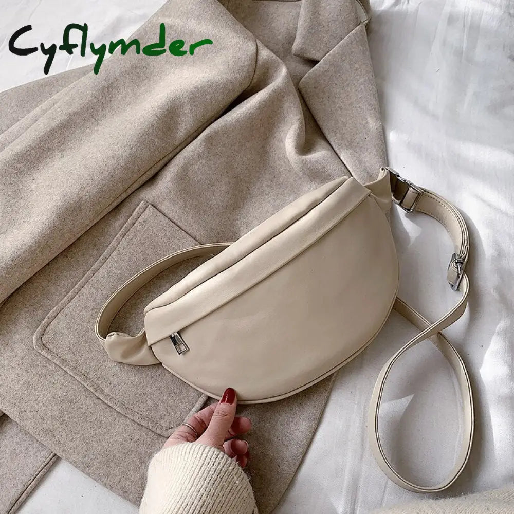 Cyflymder Leather Solid Color Chest Waist Crossbody Bags For Women Simple Fashion Shoulder