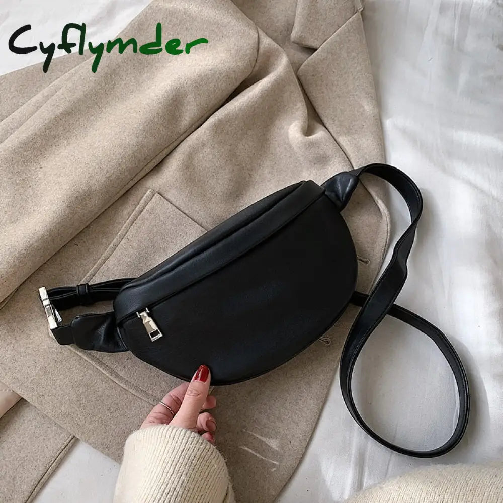 Cyflymder Leather Solid Color Chest Waist Crossbody Bags For Women Simple Fashion Shoulder