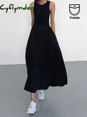 Cyflymder - Leisure Crew Neck Long Dress Black / Xs Dresses