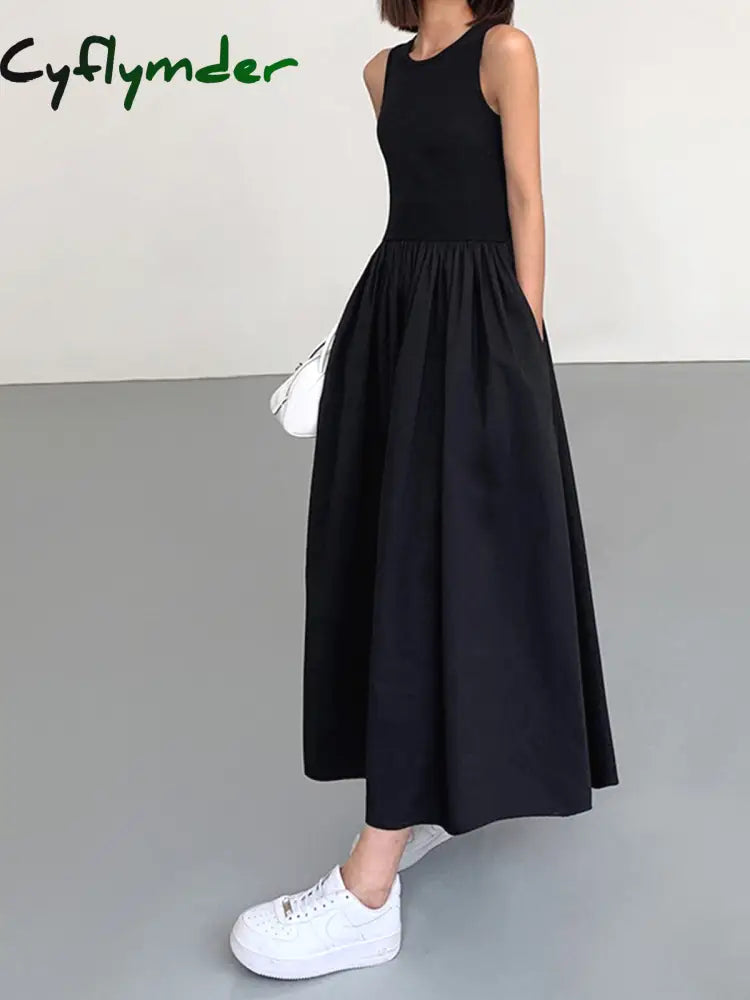 Cyflymder - Leisure Crew Neck Long Dress Dresses