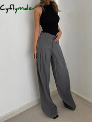 Cyflymder- Leisure Pleated Wide Leg Dress Pants