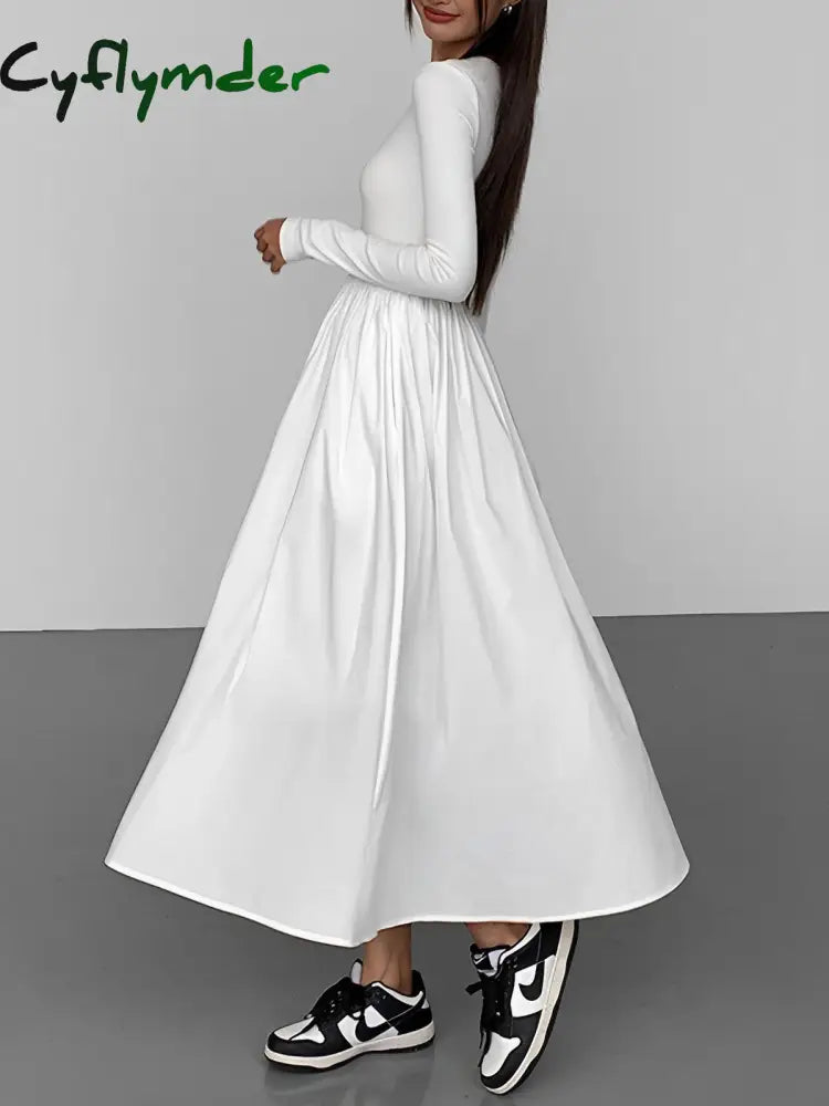 Cyflymder - Leisure Pockets Long Sleeve Dress Dresses