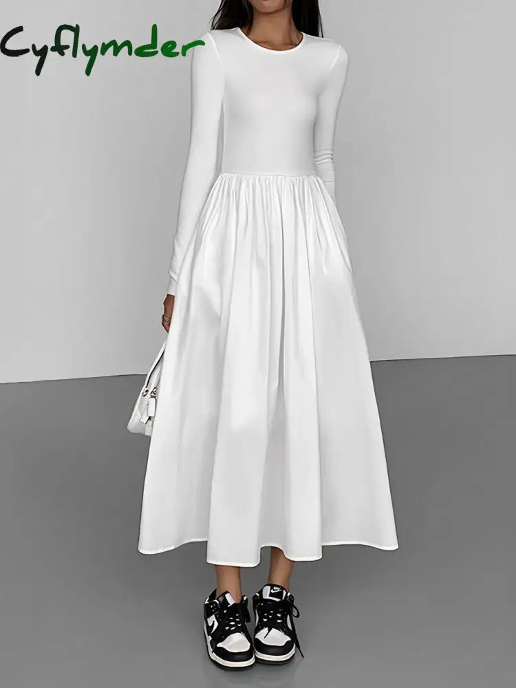 Cyflymder - Leisure Pockets Long Sleeve Dress Dresses