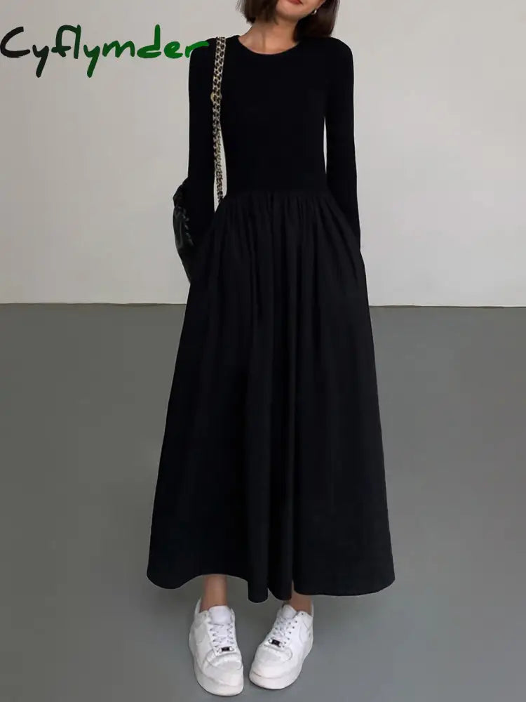 Cyflymder - Leisure Pockets Long Sleeve Dress Dresses