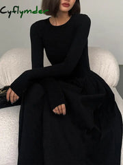 Cyflymder - Leisure Pockets Long Sleeve Dress Dresses