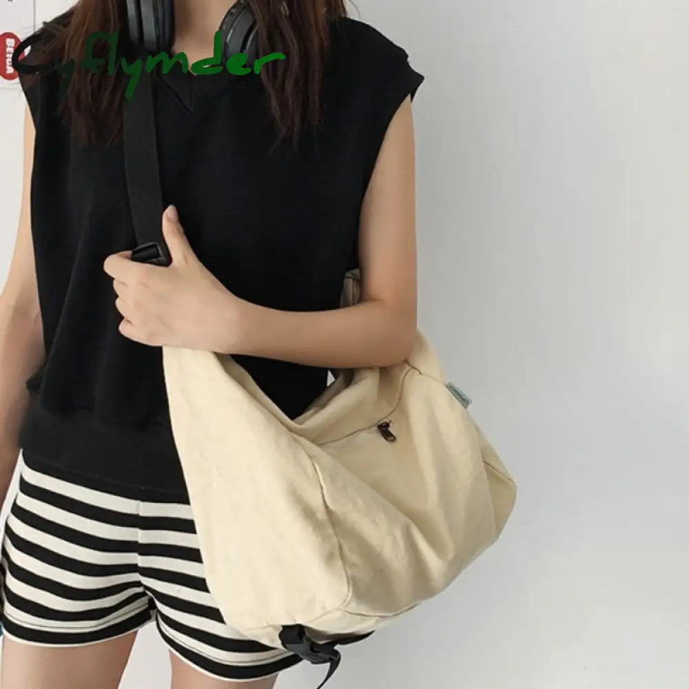 Cyflymder Leisure Shoulder Bag For Women Simple Solid Color Large Capacity Crossbody Tote Female