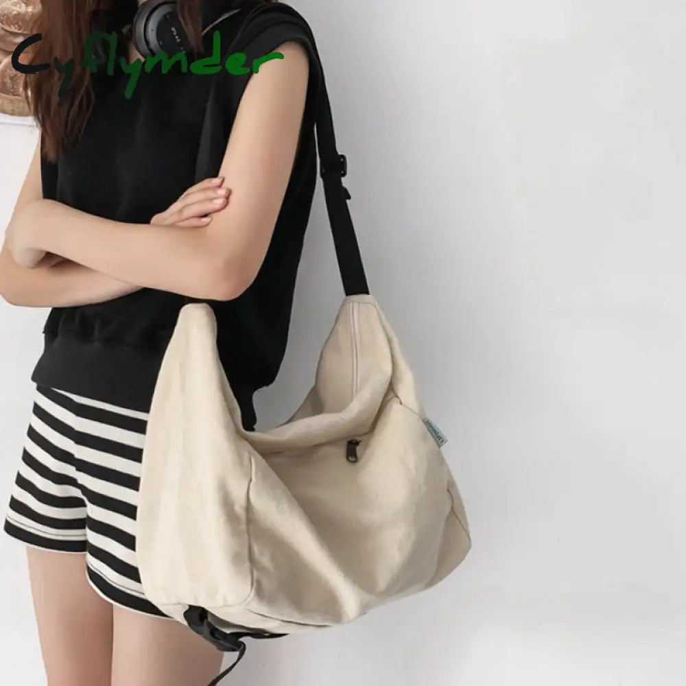 Cyflymder Leisure Shoulder Bag For Women Simple Solid Color Large Capacity Crossbody Tote Female