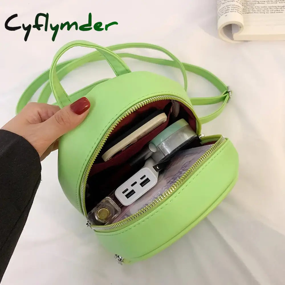 Cyflymder Light Green Pu Fabric Women’s Backpack Korean Fashion Mini Multifunctional Shoulder Bag