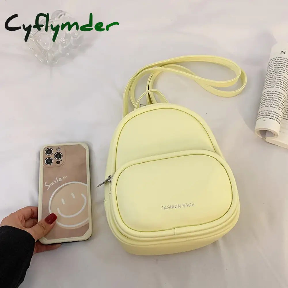 Cyflymder Light Green Pu Fabric Women’s Backpack Korean Fashion Mini Multifunctional Shoulder Bag