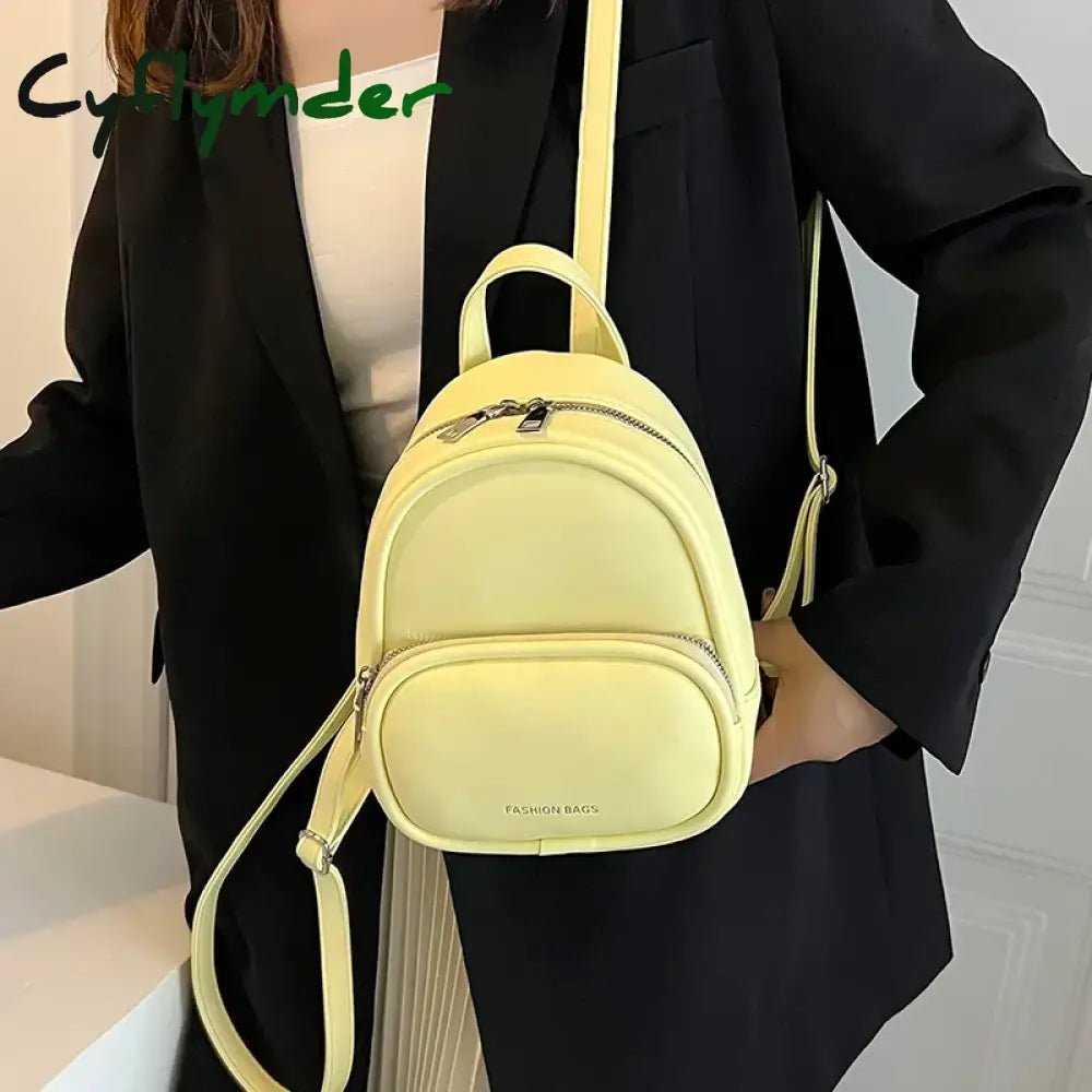 Cyflymder Light Green Pu Fabric Women’s Backpack Korean Fashion Mini Multifunctional Shoulder Bag