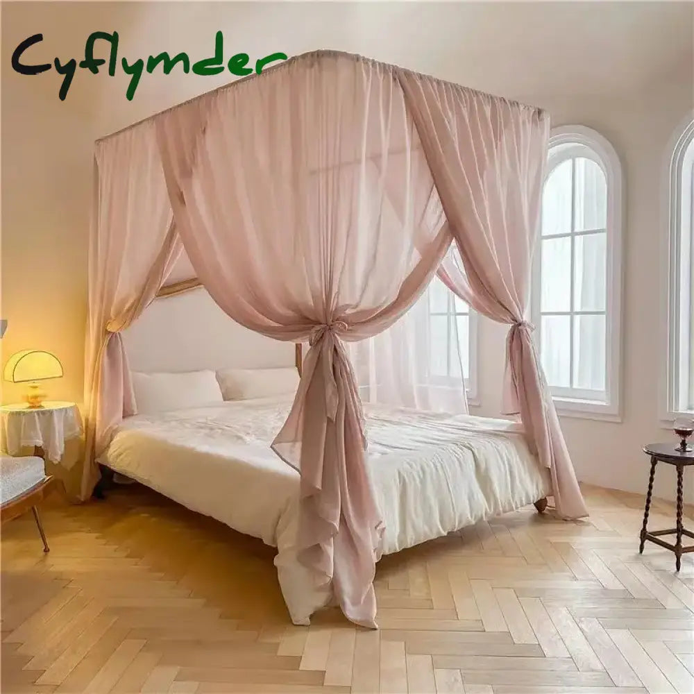 Cyflymder Light Luxury French Linen Style U-shaped Mosquito Net Lightweight Breathable Palace Style Yarn Net Bed