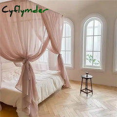 Cyflymder Light Luxury French Linen Style U-shaped Mosquito Net Lightweight Breathable Palace Style Yarn Net Bed