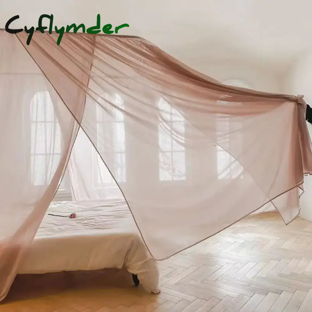 Cyflymder Light Luxury French Linen Style U-shaped Mosquito Net Lightweight Breathable Palace Style Yarn Net Bed