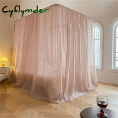 Cyflymder Light Luxury French Linen Style U-shaped Mosquito Net Lightweight Breathable Palace Style Yarn Net Bed