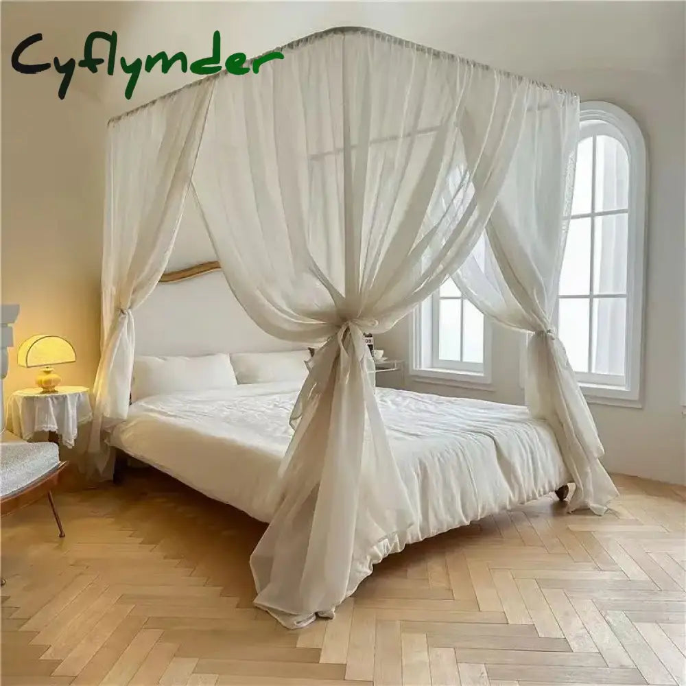 Cyflymder Light Luxury French Linen Style U-shaped Mosquito Net Lightweight Breathable Palace Style Yarn Net Bed