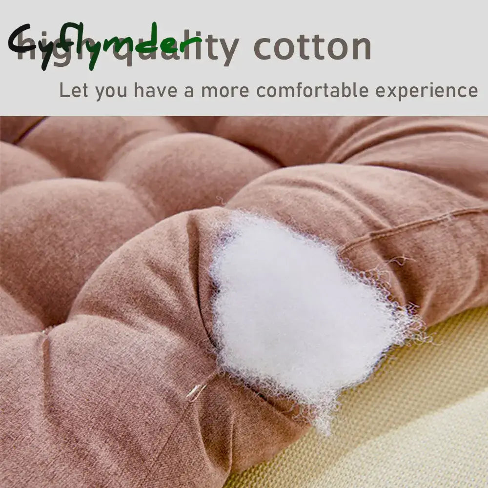 Cyflymder Linen Cushion Pearl Cotton Square Stool Backrest Pillow Home Office Computer Chair Protective Mat Seat Pad