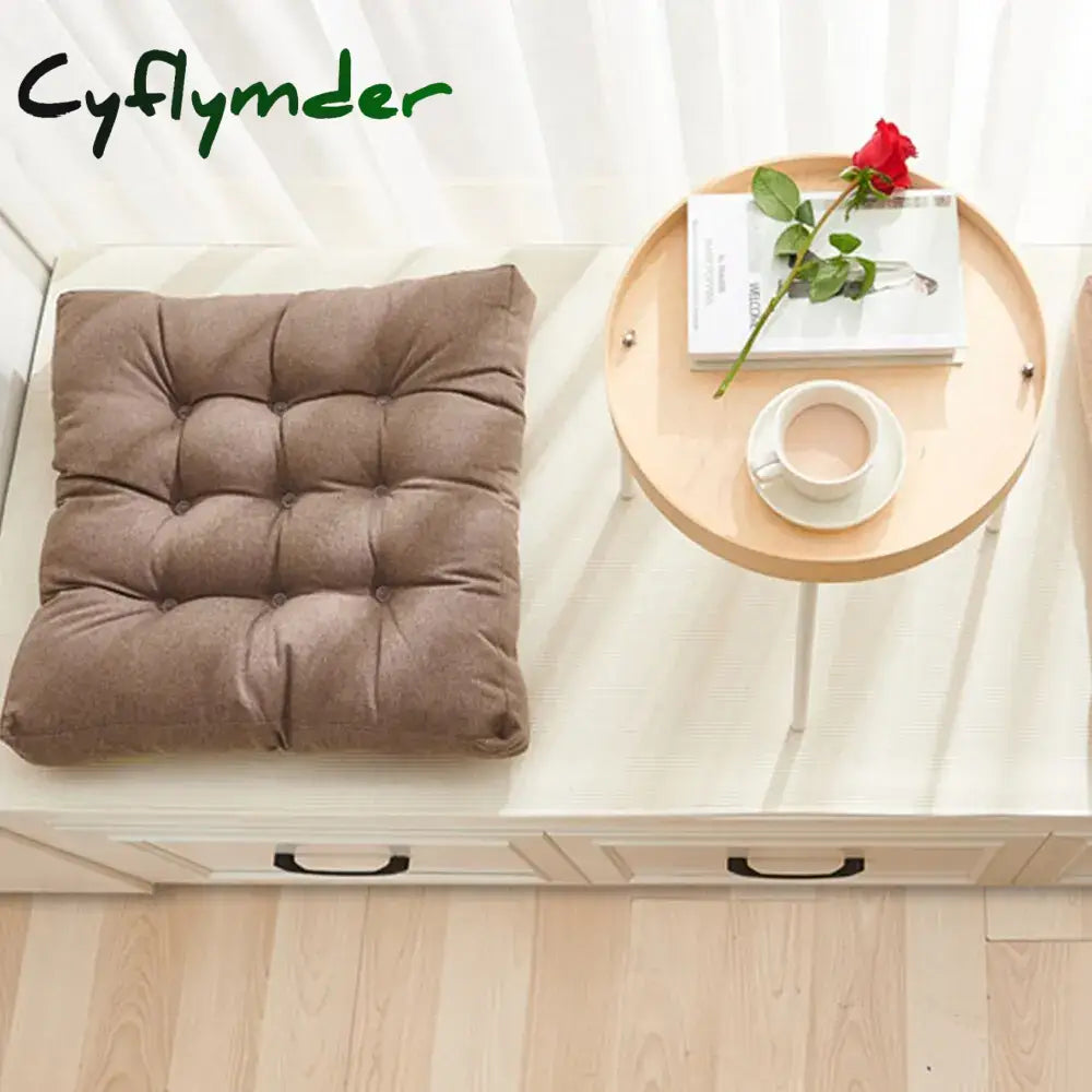 Cyflymder Linen Cushion Pearl Cotton Square Stool Backrest Pillow Home Office Computer Chair Protective Mat Seat Pad