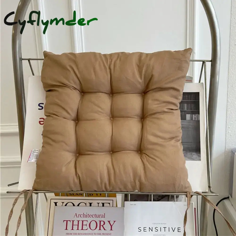 Cyflymder Linen Cushion Pearl Cotton Square Stool Backrest Pillow Home Office Computer Chair Protective Mat Seat Pad