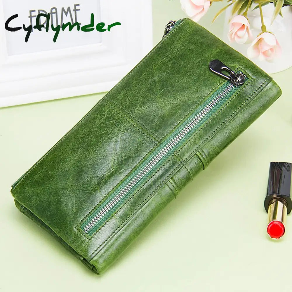 Cyflymder Long Wallet Women Genuine Leather Clutch Wallets Brand Design Hign Quality Fashion Card