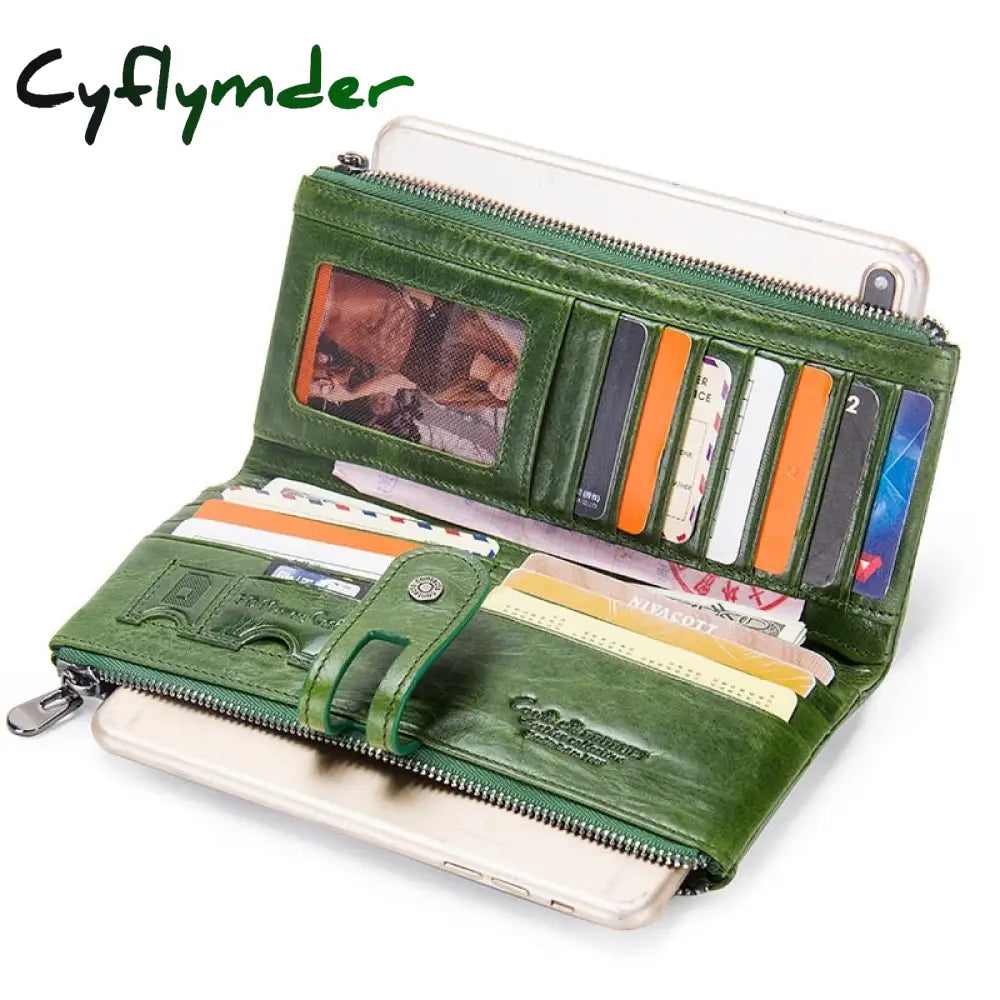 Cyflymder Long Wallet Women Genuine Leather Clutch Wallets Brand Design Hign Quality Fashion Card