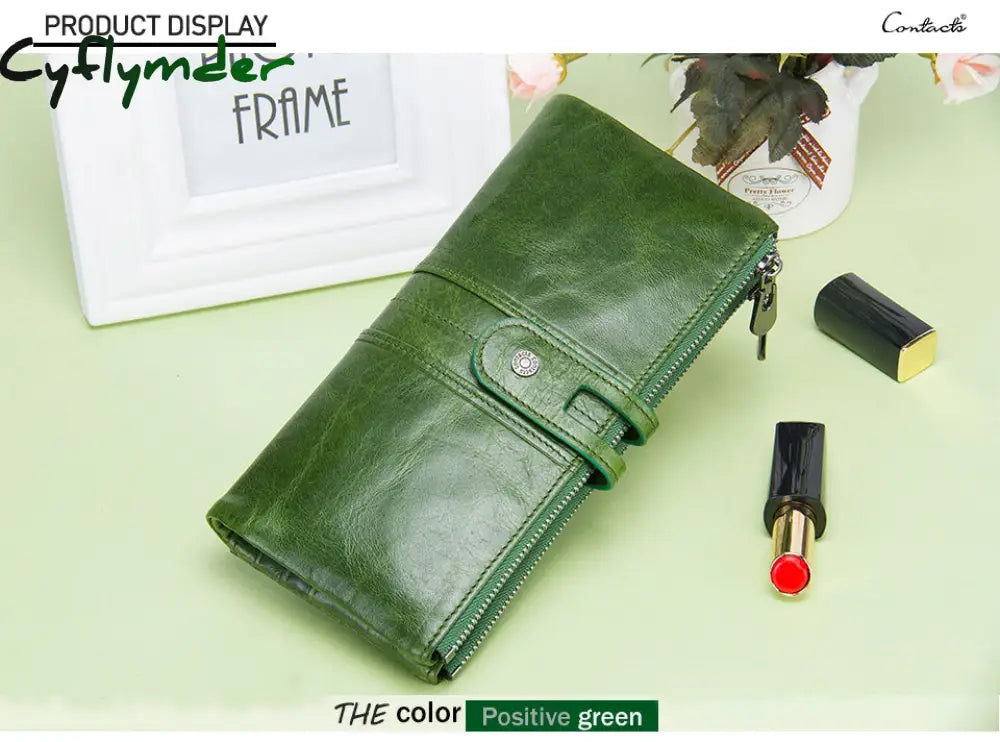 Cyflymder Long Wallet Women Genuine Leather Clutch Wallets Brand Design Hign Quality Fashion Card